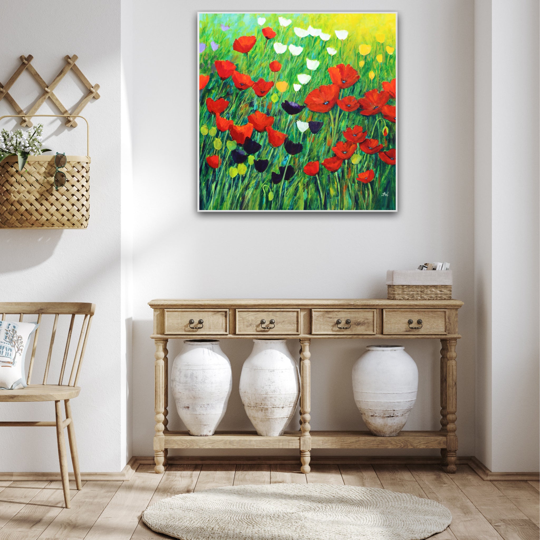 Poppies and Tulips in Bloom