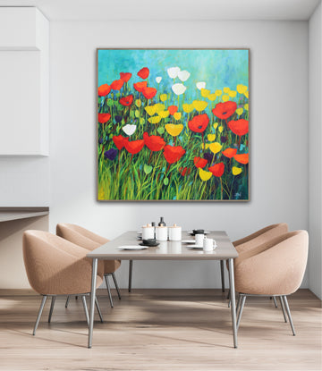 Poppies and Tulips in Bloom | Canvas Print