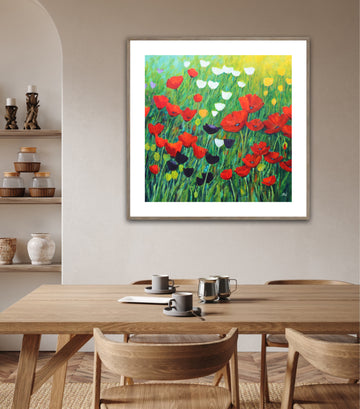 Poppies and Tulips in Bloom | Paper Print