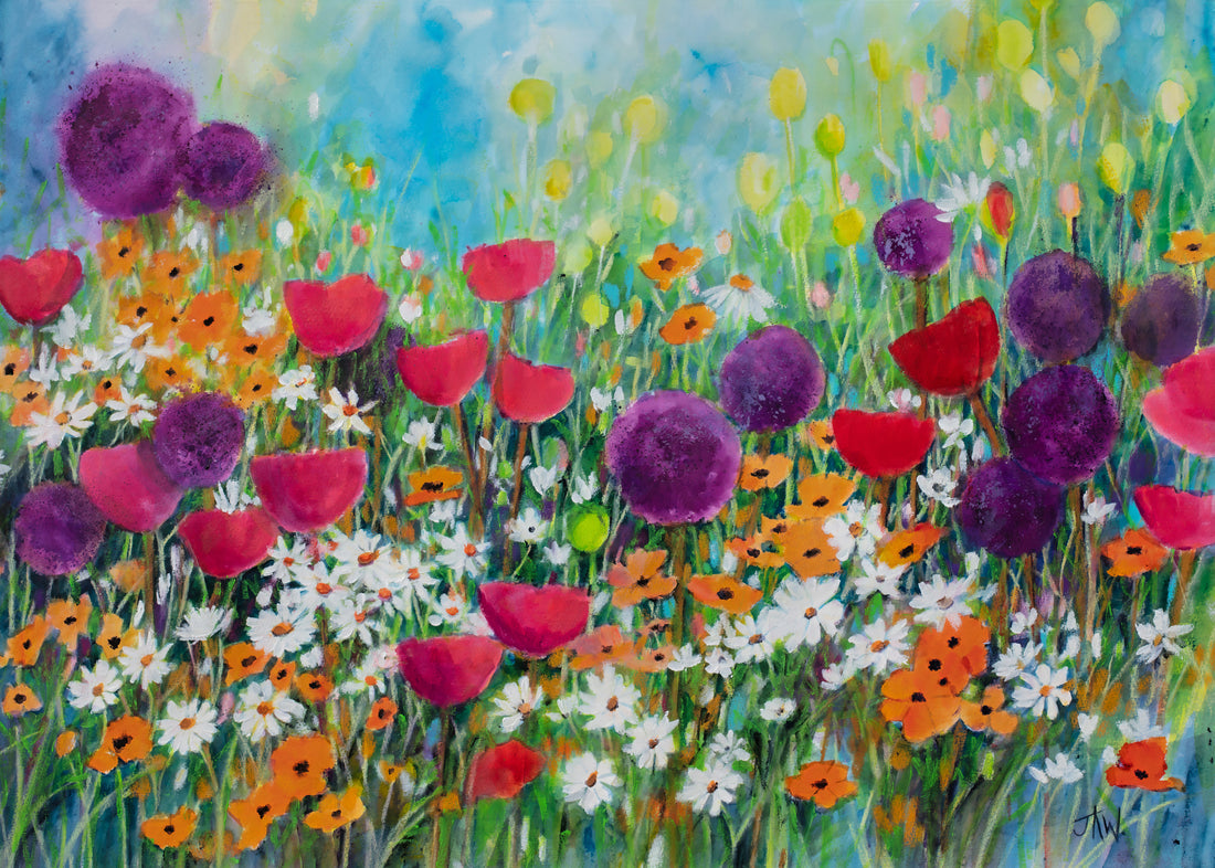 Aliums, Poppies and Daisies | Canvas Print